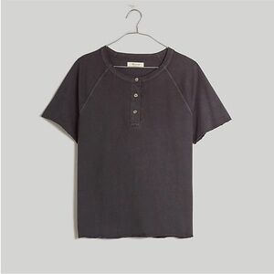 Madewell Garment Dyed Raglan Gray Henley Tee Size Small